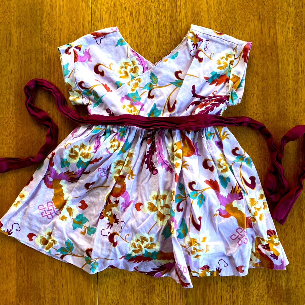 Tea Collection | Phoenix & Dragon floral patterned Lavender Girls Dress | 3